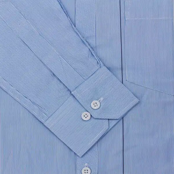 Skyline Stripes: Men's Pure Cotton Shirt with White Base and Blue Lining - Image 3