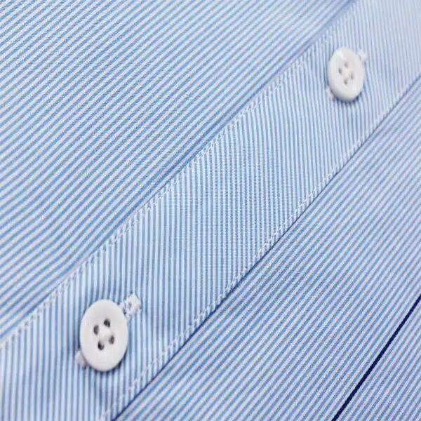 Skyline Stripes: Men's Pure Cotton Shirt with White Base and Blue Lining - Image 4