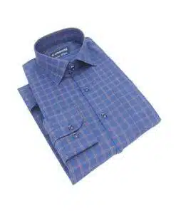 Fab signature 100% pure cotton premium dark blue checkered shirts for mens