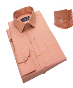 Pure Cotton Orange Regular Fit Textured Full Sleeve Shirt