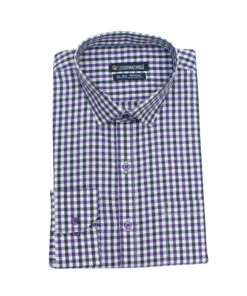 Fab Signatures 100% Cotton Formal Purple Check Shirt Mens