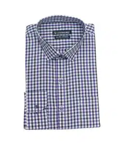 Fab Signatures 100% Cotton Formal Purple Check Shirt Mens