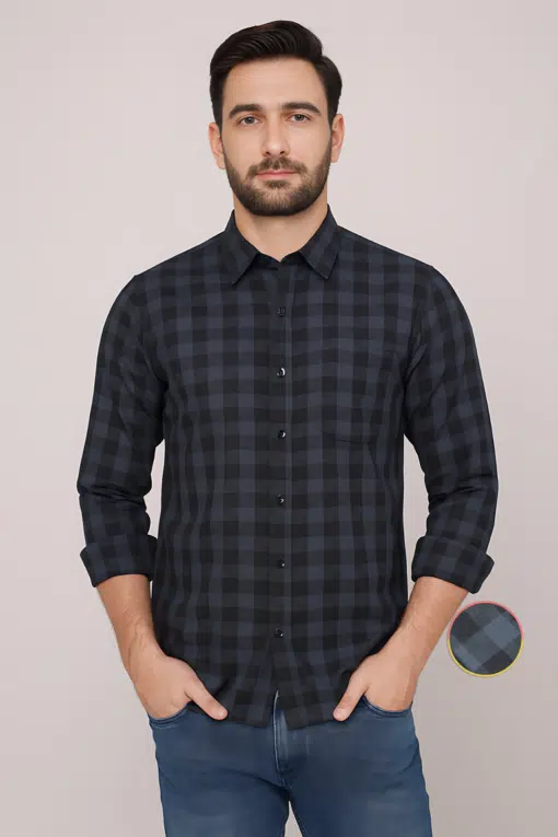 CharcoalEssence: Men's Pure Cotton Dark Grey Shirt