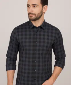 Alternative view of CharcoalEssence: Men's Pure Cotton Dark Grey Shirt