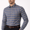 NatureBlend: Men's Blue and Green Checked Pure Cotton Shirt - Image 2