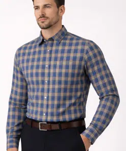 Alternative view of NatureBlend: Men's Blue and Green Checked Pure Cotton Shirt