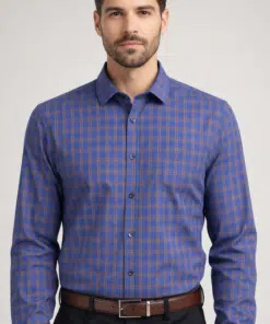 Indigo Checks: 100% Cotton Dark Blue Checkered Shirts