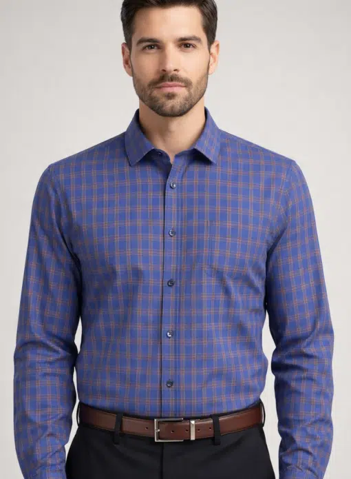 Indigo Checks: 100% Cotton Dark Blue Checkered Shirts