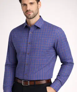 Alternative view of Indigo Checks: 100% Cotton Dark Blue Checkered Shirts