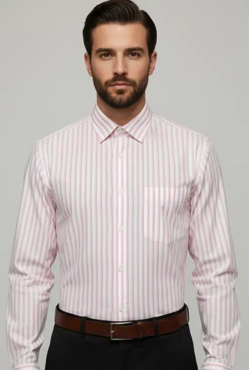 PureStripe: Men's 100% Pure Cotton Striped Full Sleeves Shirt