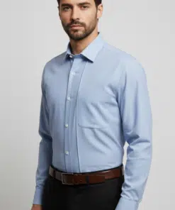 Alternative view of Skyline Stripes: Men's Pure Cotton Shirt with White Base and Blue Lining