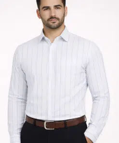 EverGreen: 100% Pure Cotton White and Green Striped Shirt