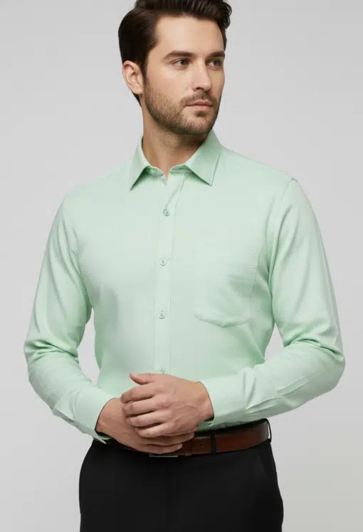 GreenFade: Casual Wear Pure Cotton Shirt in Faded Green