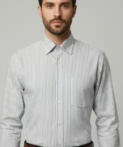 CottonClassic: Men's Formal Shirt in Sky Blue Stripes | 100% Cotton Fabric