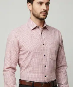 Alternative view of Ruby Weave: Premium Pure Cotton White Shirt with Red Small Checks