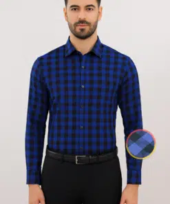 CheckMate: Men's Premium Quality Pure Cotton Blue Checked Shirt
