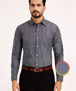 BlueLine: Men's White Lining Blue Pure Cotton Shirt