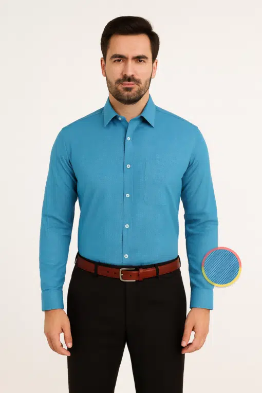 BlueTex: Pure Cotton Textured Men's Shirt