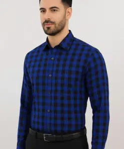 Alternative view of CheckMate: Men's Premium Quality Pure Cotton Blue Checked Shirt