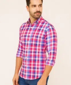 Alternative view of Vibrant Checks: Men's Pure 100% Cotton Multi-Coloured Checked Shirt