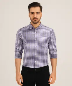 RegalCheck: Purple Checked Premium Full Sleeve Pure Cotton Shirt