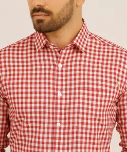 Alternative view of PureBlend: Red and White Checks Men's Cotton Shirt