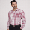 Classic Checkmate: Men's Cotton White and Red Large Checked Shirt - Image 2