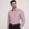 Classic Checkmate: Men's Cotton White and Red Large Checked Shirt - Image 2