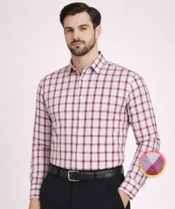 Classic Checkmate: Men's Cotton White and Red Large Checked Shirt