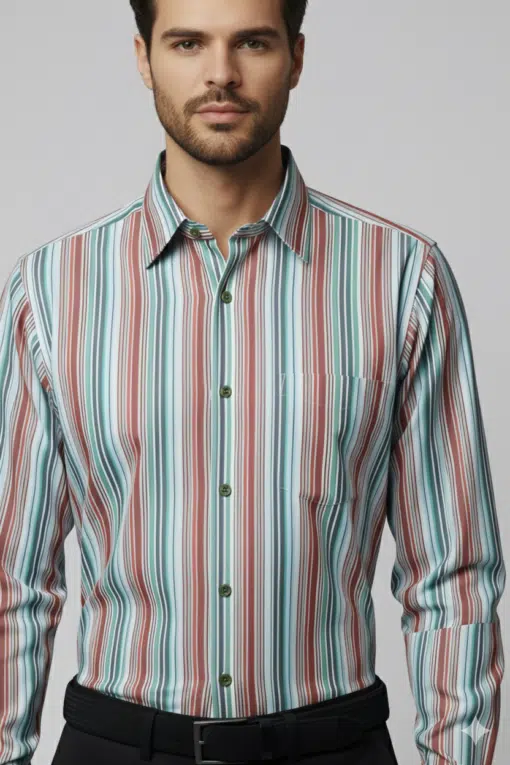StripeMix: Multiple Striped Casual Wear Pure Cotton Men's Shirts