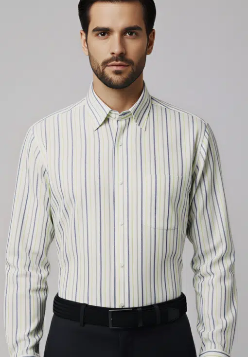 Casual Comfort: Men's Pure Cotton Striped Shirt