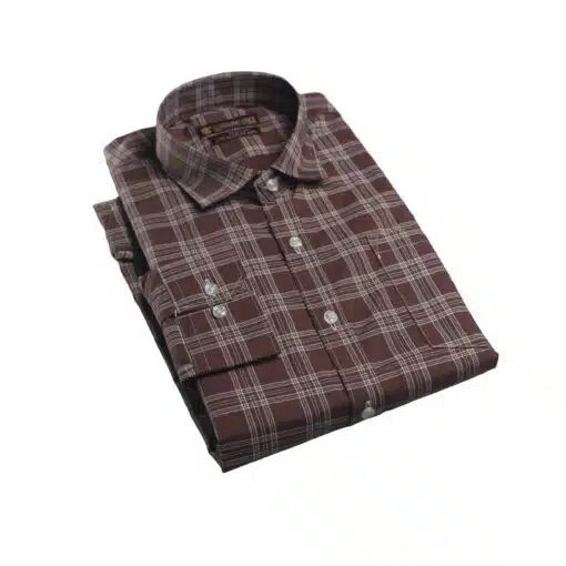 Fab signatures fs casual checks mens marron classic full sleeve shirts