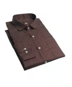 Fab signatures fs classic printed brown full sleeve regular fit spread collar casual shirts