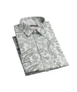 Fab signatures fs classic paisley gray printed classic full sleeve casual reguler fit mens shirts