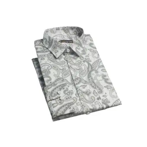 Fab signatures fs classic paisley gray printed classic full sleeve casual reguler fit mens shirts