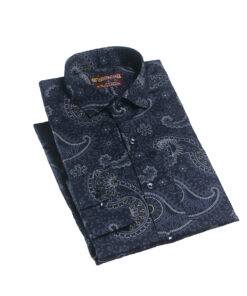Fab Signatures FS Classic Printed Blue Full Sleeves Spread Collar Casual Reguler Fit Shirt For Mens
