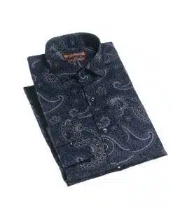 Fab signatures fs classic printed blue full sleeves spread collar casual reguler fit shirt for mens