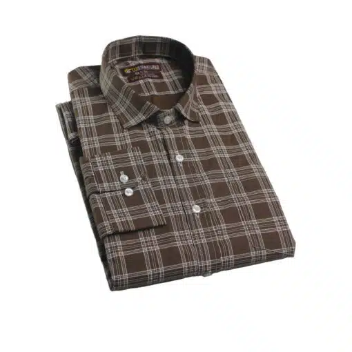 Fab signatures fs casual checks mens brown classic full sleeve shirts