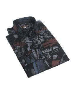 Fab Signatures FS Classic Casual Printed Black and Brown Full Sleeve Regular Fit Shirts for Mens