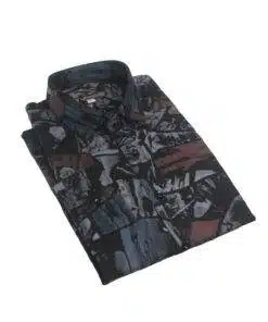 Fab signatures fs classic casual printed black and brown full sleeve regular fit shirts for mens