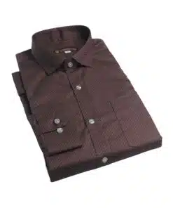 fab signatures fs polka dotted print brown full sleeves classic formal reguler fit mens shirt