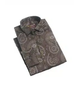 Fab Signatures FS Classic Printed Brown Full Sleeves Spread Collar Casual Reguler Fit Shirt For Mens