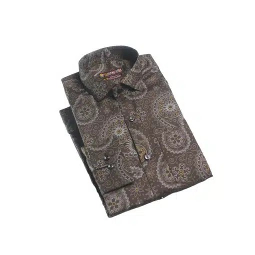 Fab signatures fs classic printed brown full sleeves spread collar casual reguler fit shirt for mens