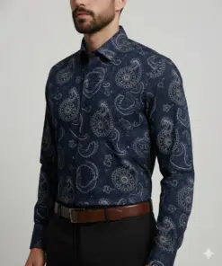 Alternative view of Nautical Edge: Men's Digital Navy Blue Full Sleeves Casual Shirt