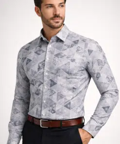 Alternative view of Fs Urban Chic: Light-Gray Full Sleeve Shirt with Unique Print