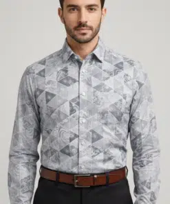 Fs Urban Chic: Light-Gray Full Sleeve Shirt with Unique Print