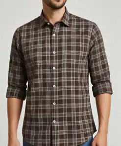 Earthen Elegance: Men's Brown Full Sleeve Classic Shirt with Checks