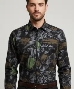 Timeless Comfort: Classic Black Soft Casual Printed Full Sleeve Shirt