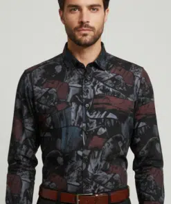 Graphite Impressions: Men's Urban Sleek Full Sleeve Shirt