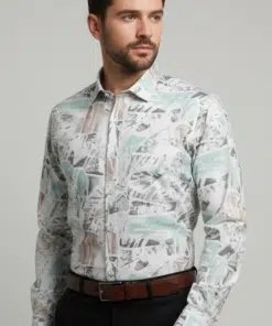 Alternative view of Timeless Elegance: Men's Classic White Full Sleeve Printed Casual Shirt